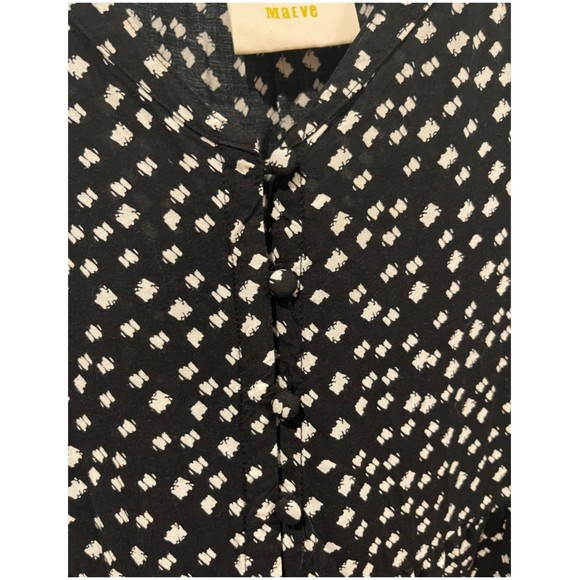 MAEVE White Black Polka Dot Peplum 3/4 Sleeve Blouse - Picture 4 of 7